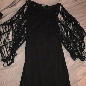 Black BEBE dress with bell cut out sleeves